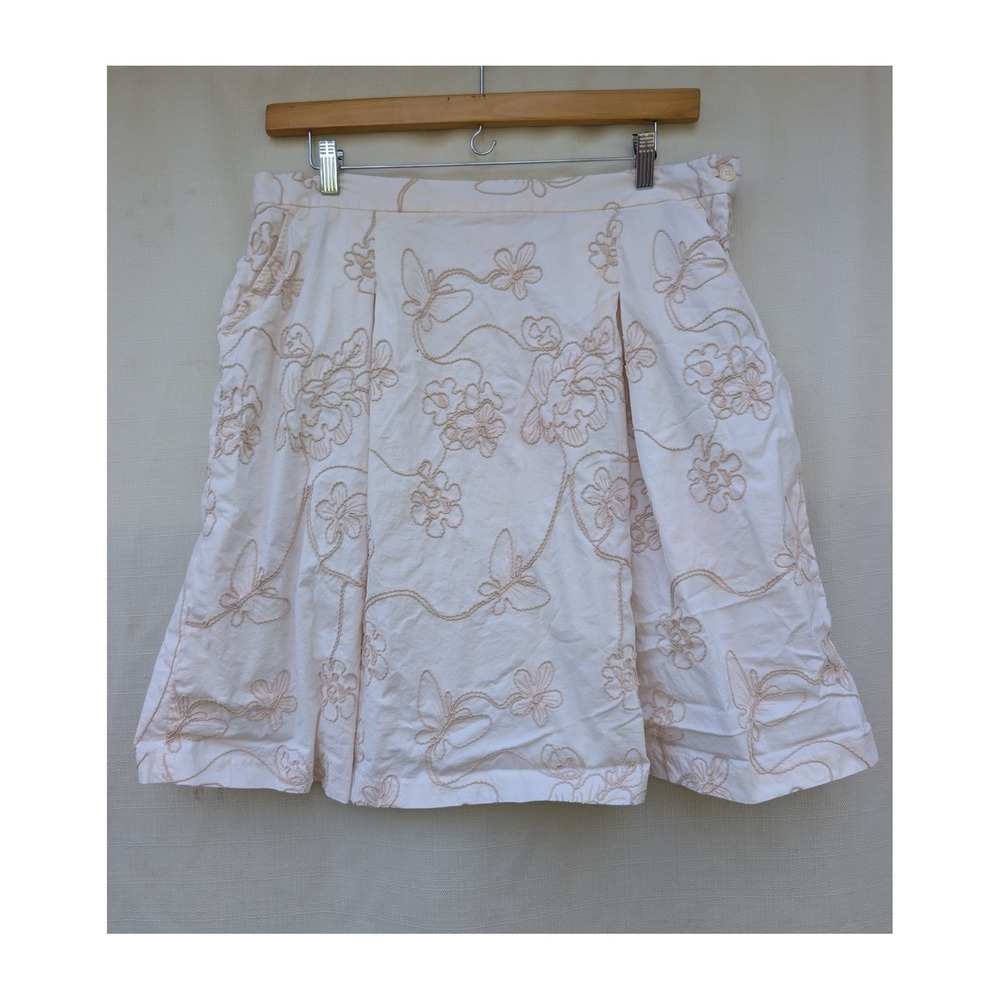 Harve Benard Cotton A Line Skirt Womens 18 Pink Cottagecore Embroidered Midi